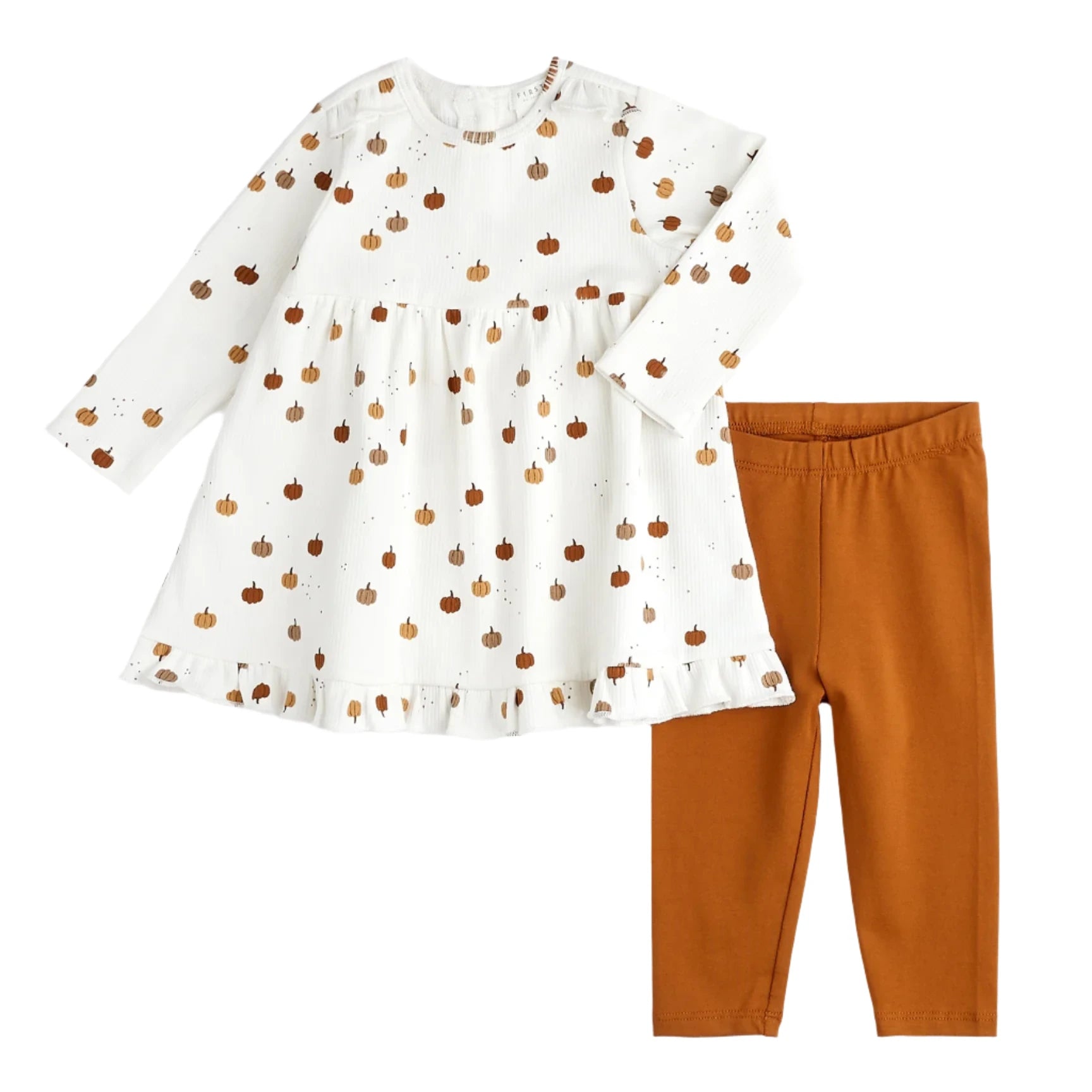Pumpkin Print Modal Rib Dress Set