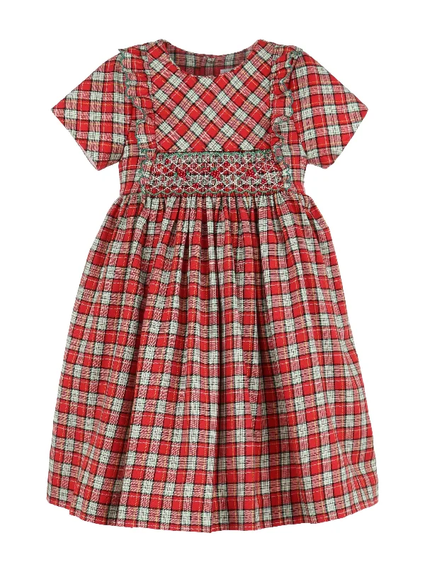 Scottish Red Check Smocked Dress