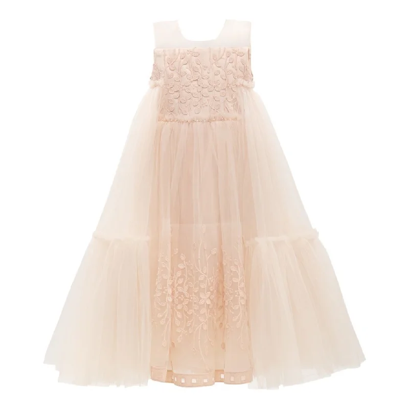 Pink Embroidered Tulle Dress