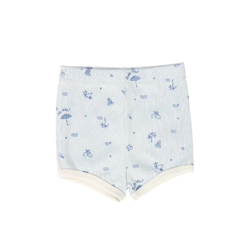 TUN TUN LIGHT BLUE PRINT RIBBED SHORTS [FINAL SALE]
