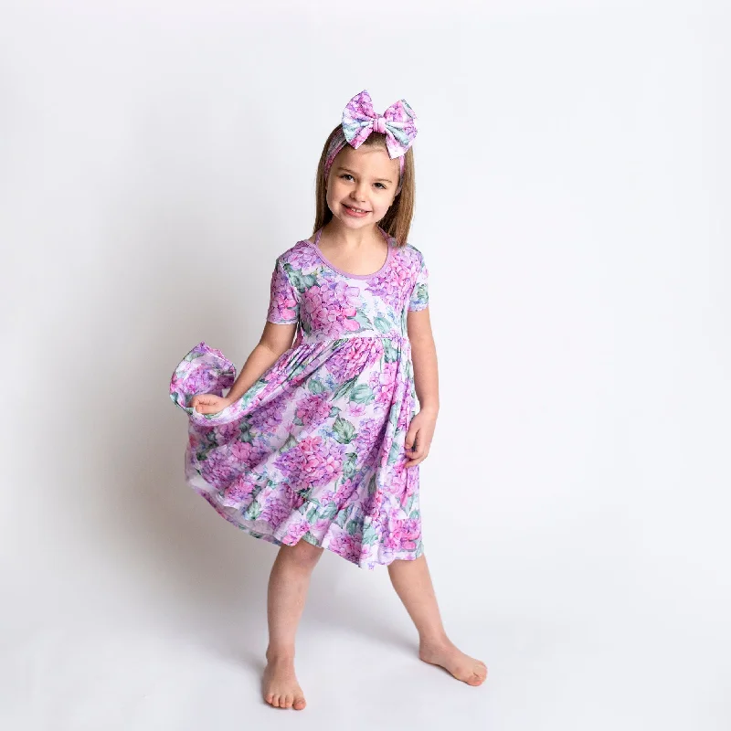 You Had Me At Hydrangea Girls Dress & Shorts Set