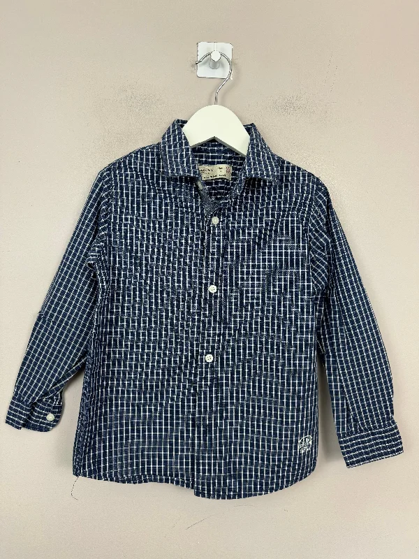 Zara Navy Check Shirt 4-5y