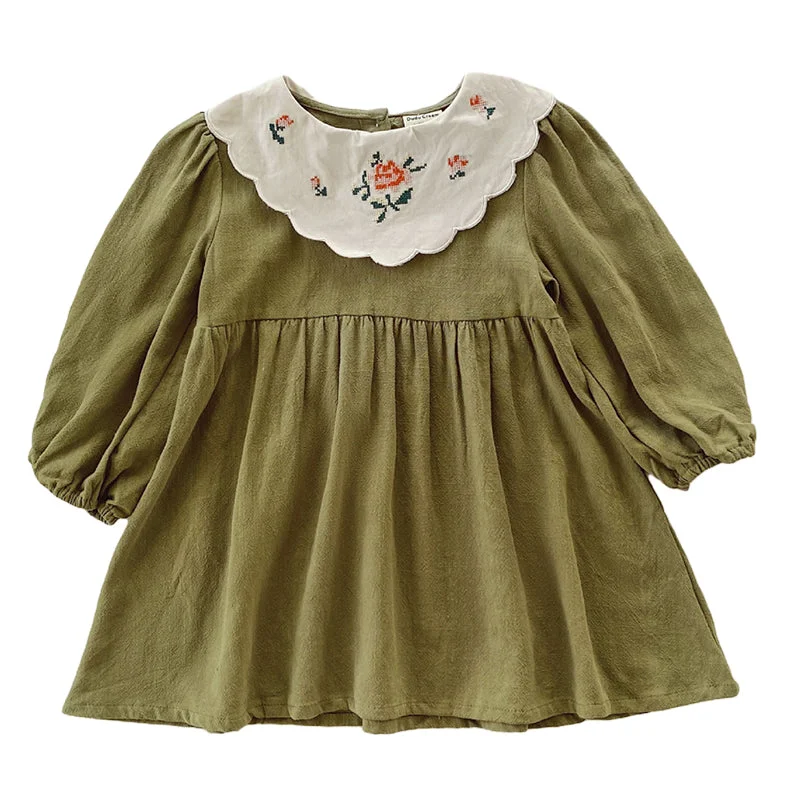 Baby Kid Girls Embroidered Dresses Wholesale 230107311
