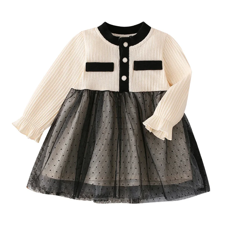 Baby Girls Color-blocking Dresses Wholesale 23010785