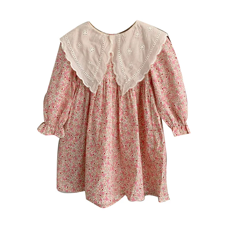 Baby Kid Girls Flower Print Dresses Wholesale 230113112