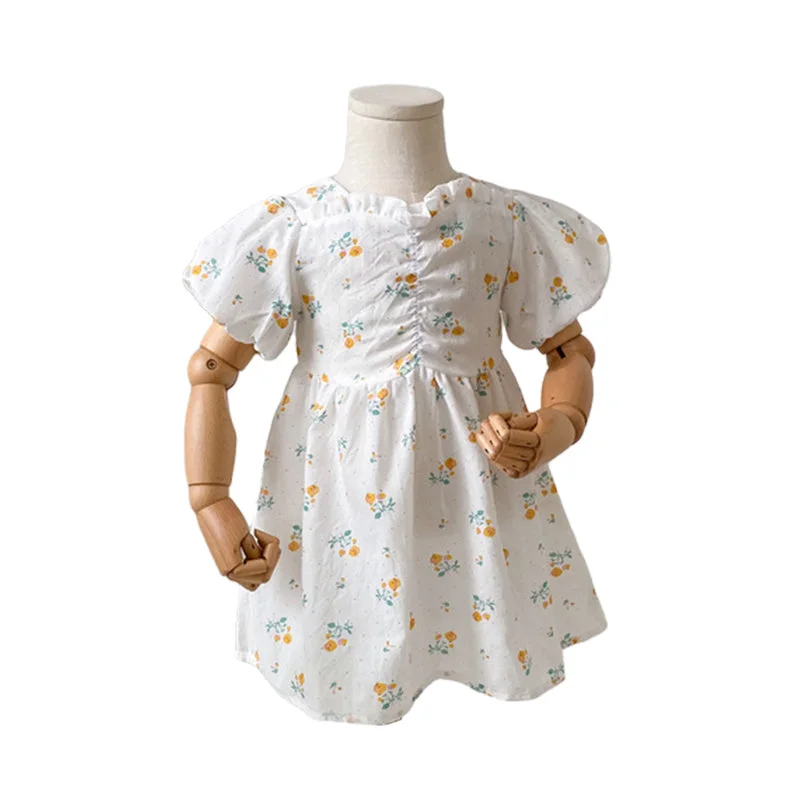Baby Kid Girls Flower Print Dresses Wholesale 220411272