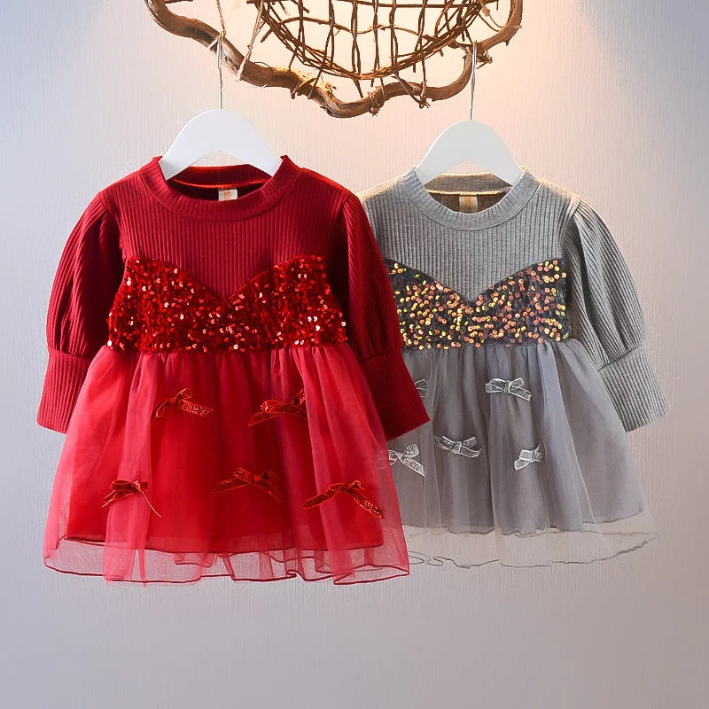 Baby Kid Girls Solid Color Bow Dresses Wholesale 230105259