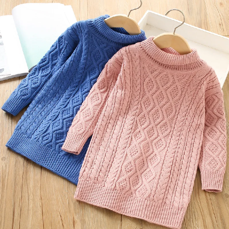 Baby Kid Girls Solid Color Crochet Knitwear Dresses Wholesale 230105630