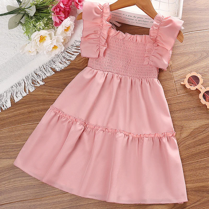 Baby Kid Girls Solid Color Dresses Wholesale 230103544