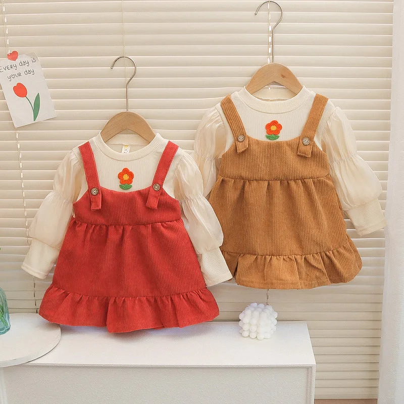 Baby Kid Girls Solid Color Dresses Wholesale 230105666