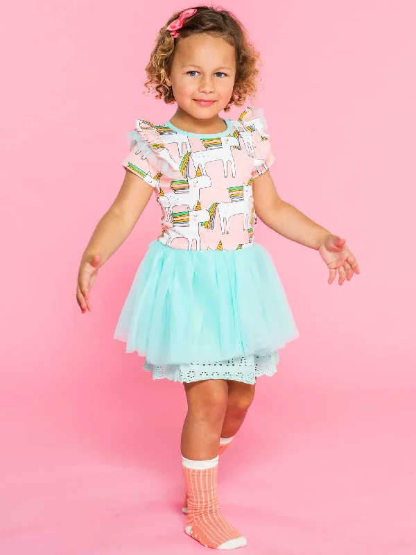 Claudia Short Sleeve Jersey Dress Pink Unicorn
