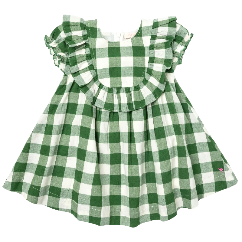 Girls Brayden Ruffle Dress - Juniper Gingham