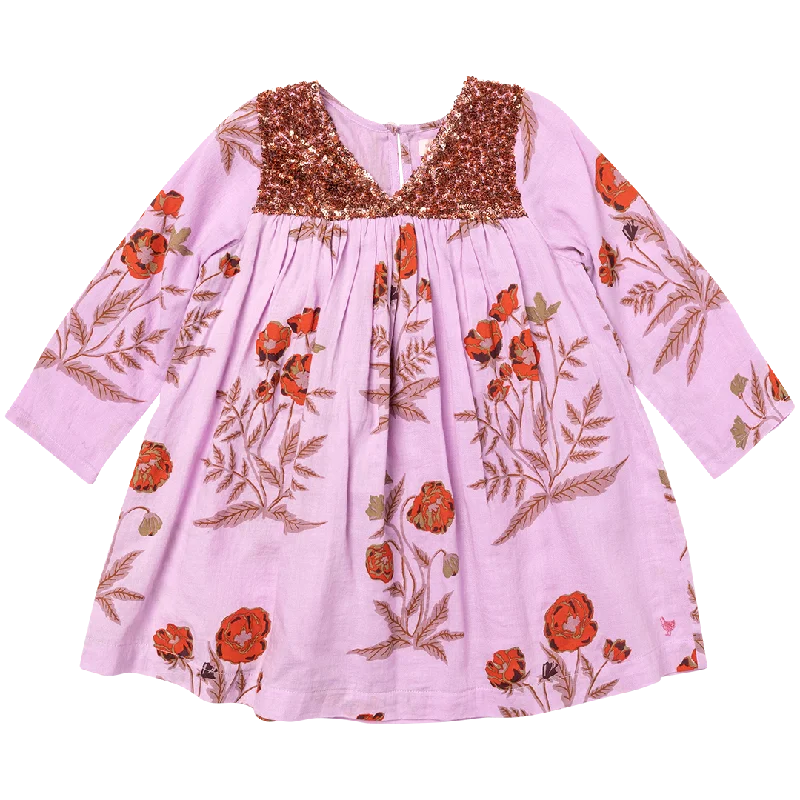 Girls Courtney Dress - Lavender Poppy