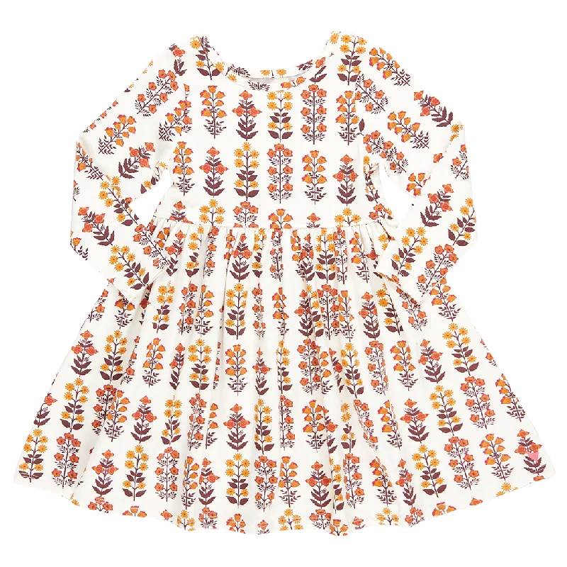 Girls Organic Steph Dress - Fall Field Floral