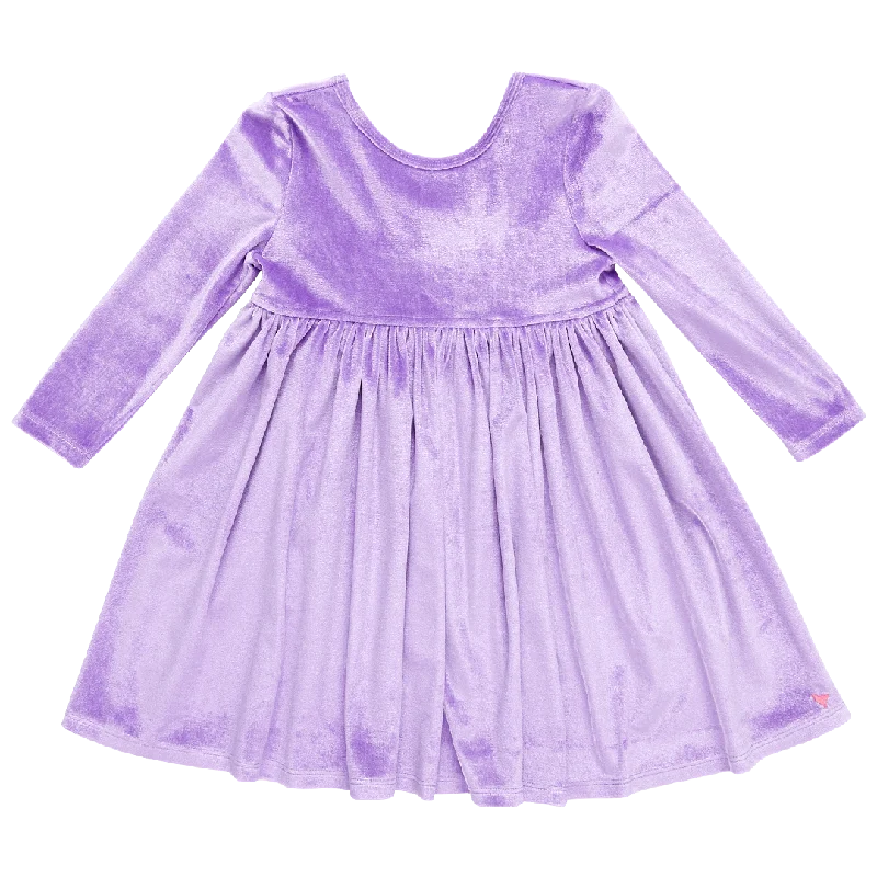 Girls Velour Steph Dress - Lavender