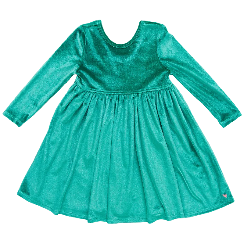 Girls Velour Steph Dress - Teal