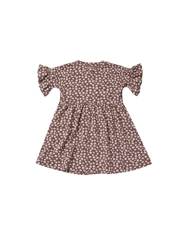 Rylee + Cru Jersey Babydoll Dress (Plum Ditsy)
